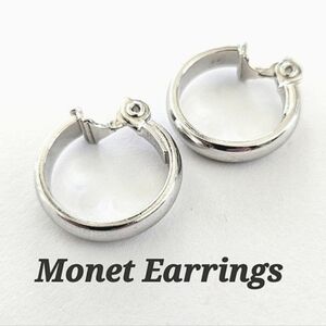 Vintage Monet Silver Hoop Earrings